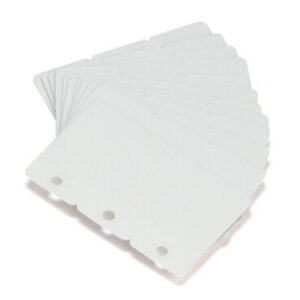 Zebra 104523-020, White PVC Cards, 30 mil, 3-Up Breakaway Key Tags, ZC Series Only, 500 korttia
