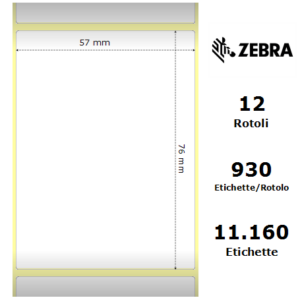 Zebra 3007203-T - Z-Select 2000T, 57 mm x 76 mm, Thermal Transfer, Matte, Core 25 mm Label