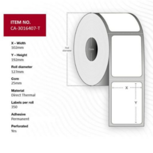 Zebra 3016407-T - Z-Perform 1000D, 102 mm x 192 mm, Direct Thermal, Uncoated Paper, Core 25 mm Label
