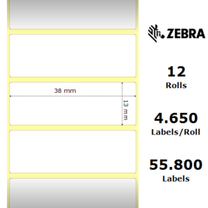 Zebra 880243-012D - Z-Ultimate 3000T, 38 mm x 13 mm, Thermal Transfer, White Polyester, Core 25 mm Label