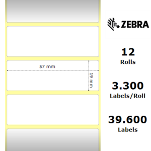 Zebra 880249-019D - Z-Ultimate 3000T, 57 mm x 19 mm, Thermal Transfer, Polyester, Core 25 mm Label