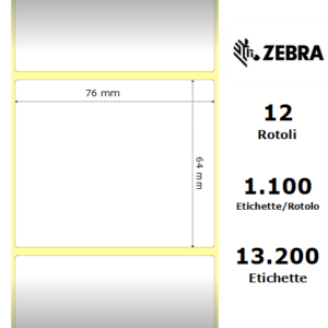 Zebra 880183-063D - Z-Perform 1000D, 76 mm x 64 mm, Direct Thermal, Uncoated Paper, Core 25 mm Label