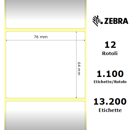 Zebra 880183-063D - Z-Perform 1000D, 76 mm x 64 mm, Direct Thermal, Uncoated Paper, Core 25 mm Label