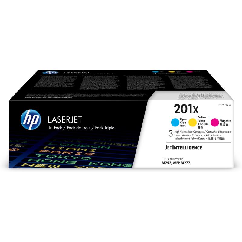 HP 201X alkuperäiset riittoisat LaserJet -värikasetit, syaani/magenta/keltainen, kolmoispakkaus