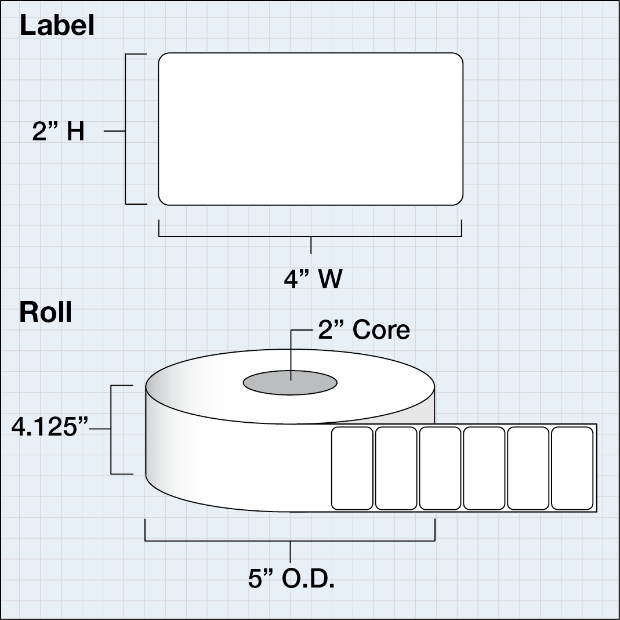 Primera DTM L25M101051HIS Paper Matte – Leikattu rulla: 102 mm x 51 mm