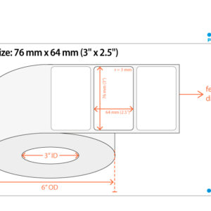Primera DTM L36M076064HIS Paper Matte – Leikattu rulla: 76 mm x 64 mm