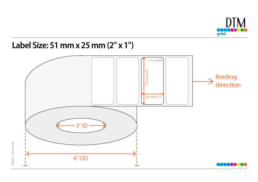 Primera DTM L36PWMA051025HIS Poly White Matte Advanced – Leikattu rulla: 51 mm x 25 mm