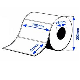 Blue Products 310205108020 PE Matte Label - Die-cut Roll: 102mm x 51mm, 2310 Labels/Roll, Box of 2 Roll