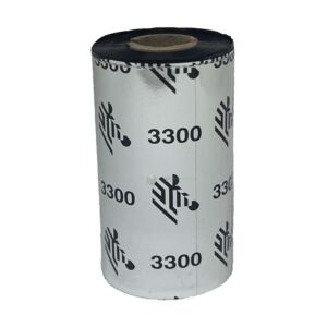 Zebra SUP0000304, Wax/Resin Ribbon, 110mmx450m 4.33inx1476ft , 3300, Standard, 25mm 1in plastic core