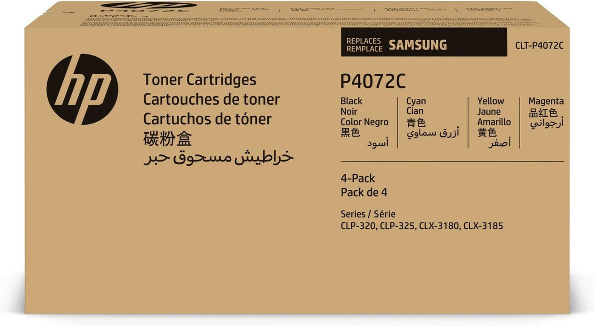 HP CLT-P4072C/ELS, (P4072C) Samsung 4X Alkuperäinen moniväripakkaus. Värikasettit, Musta, syaani, magenta ja keltainen