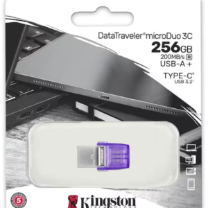 Kingston Technology DataTraveler microDuo 3C, DTDUO3CG3/256GB, USB-muisti 256 GB USB Type-A / USB Type-C 3.2 Gen 1 (3.1 Gen 1) Ruostumaton teräs, Purppura