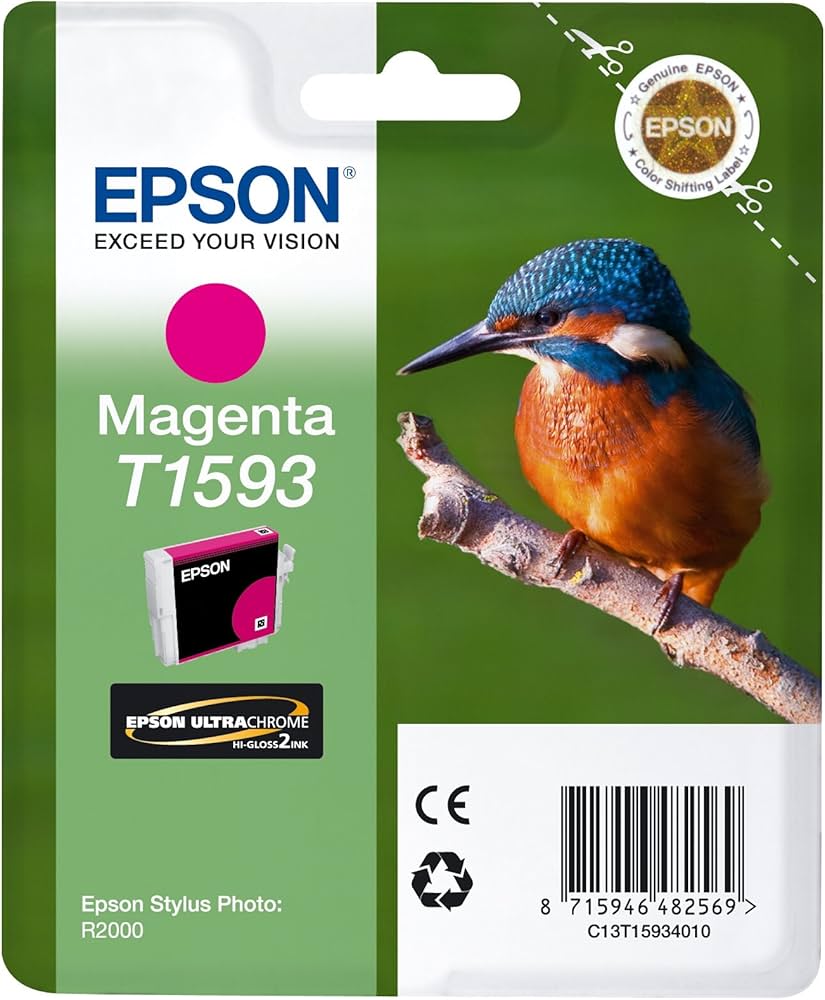 Epson C13T15934010, T1593 magenta 1 x 17 ml Ultrachrome Hi-Gloss2 fuer Stylus Photo R2000 - Image 2