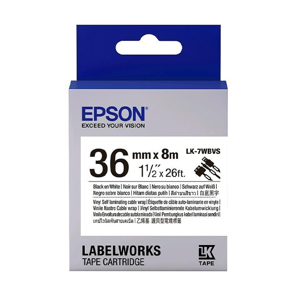Epson C53S657014 - Tarra-nauha 12 mm x 8 m, Musta / Läpinäkyvä