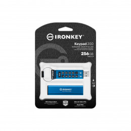 Kingston IKKP200/256GB, Technology IronKey Keypad 200 USB-muisti 256 GB USB A-tyyppi 3.2 Gen 1 (3.1 Gen 1) Sininen