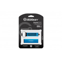 Kingston IKKP200C/256GB, Technology IronKey Keypad 200 USB-muisti 256 GB USB Type-C 3.2 Gen 1 (3.1 Gen 1) Sininen