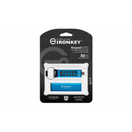 Kingston IKKP200C/32GB, Technology IronKey Keypad 200 USB-muisti 32 GB USB Type-C 3.2 Gen 1 (3.1 Gen 1) Sininen