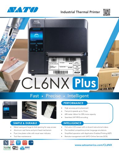SATO WWCLPB00NEU – CL6NX Plus 6″ teollinen tarratulostin, 305 dpi, TT/DT, jopa 167,5 mm, 203 mm/s, Bluetooth, EU - Image 6