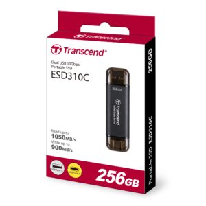 TRANSCEND TS256GESD310C, ESD310C 256GB EXTERNAL SSD ESD310C USB 10GBPS TYPE C/A SPEED 1K MB/S