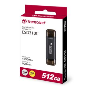 TRANSCEND TS512GESD310C, ESD310C 512GB EXTERNAL SSD ESD310C USB 10GBPS TYPE C/A SPEED 1K MB/S