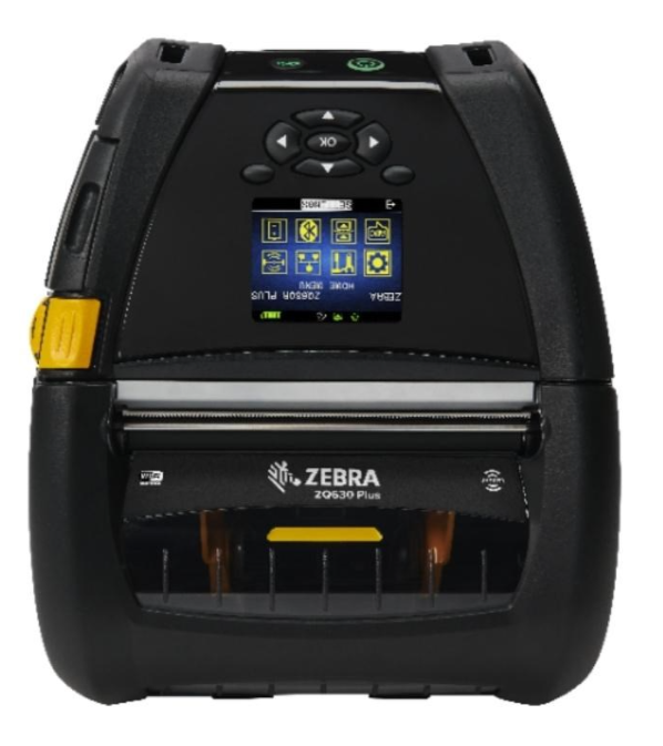 Zebra ZQ63-RUXAE14-00, DT Printer ZQ630 Plus RFID, English fonts, Wi-Fi 6 Dual Radio 802,11AX / BT5,x , Linered platen, 0,75inch core, Group E, Shoulder strap, Belt clip