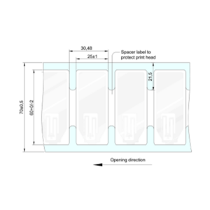 Zebra 10026768, RFID, Label, Synthetic, 2.3594x0.9844" - 60x25mm, TT, RFID, 3in 76.2mm core, 400/roll, 1/box, Plain, FCC