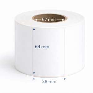 Zebra 3005526 - Z-Perform 1000T, 38 mm x 64 mm, Thermal Transfer, Uncoated Paper, Core 76 mm Label