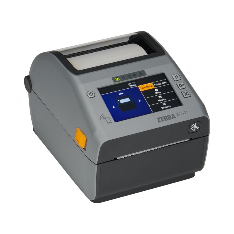 Zebra ZD6A142-D2EL02EZ - Direct Thermal Printer ZD621, Color Touch LCD, 203 dpi, USB, USB Host, Ethernet, Serial, 802.11ac, BT4, ROW, Cutter, EU and UK Cords, Swiss Font, EZPL