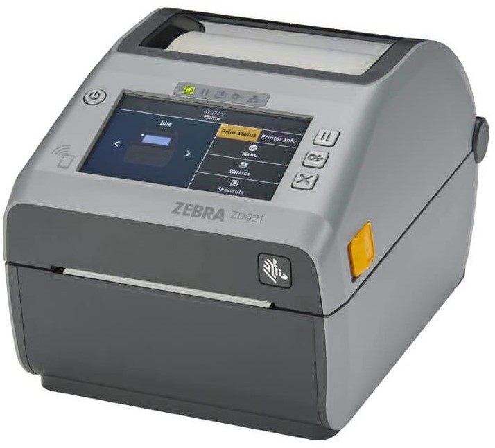 Zebra ZD6A142-D4EL02EZ- Direct Thermal Printer ZD621, Color Touch LCD_ 203 dpi, USB, USB Host, Ethernet, Serial, 802.11ac, BT4, Linerless with Cutter and Label Taken Sensor, EU Cords,
