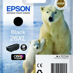 Epson C13T26214010, alkuperäinen 26XL, musta, Karhu, värikasetti