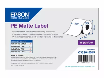 Epson C33S045545 PE Etikettitarra 76 mm x 29 m