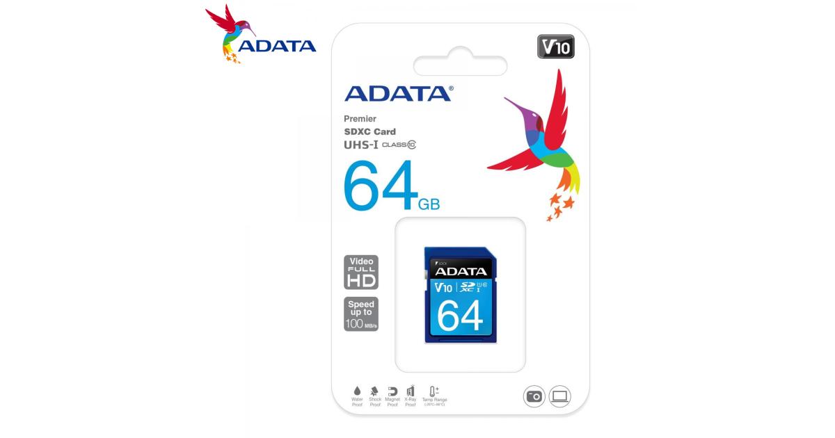 ADATA ASDX64GUICL10-R, SDXC 64GB UHS Luokka 10