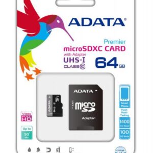 ADATA AUSDX64GUICL10-RA1, Micro SDXC 64GB MicroSDXC UHS Luokka 10, +SD adapter