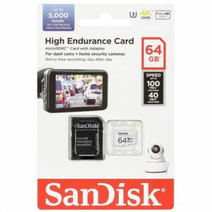 SANDISK 64GB High Endurance microSDHC Card with Adapter - for Dashcams home monitoring