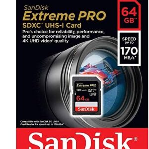 SANDISK Extreme Pro SDXC Card 64GB - 170MB/s V30 UHS-I U3