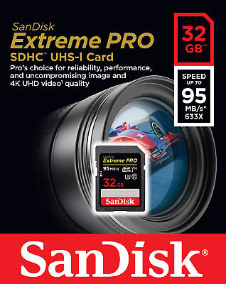 SANDISK SDSDXXG-032G-GN4IN, Extreme Pro SDHC 32GB - 95MB/s V30 UHS-I U3