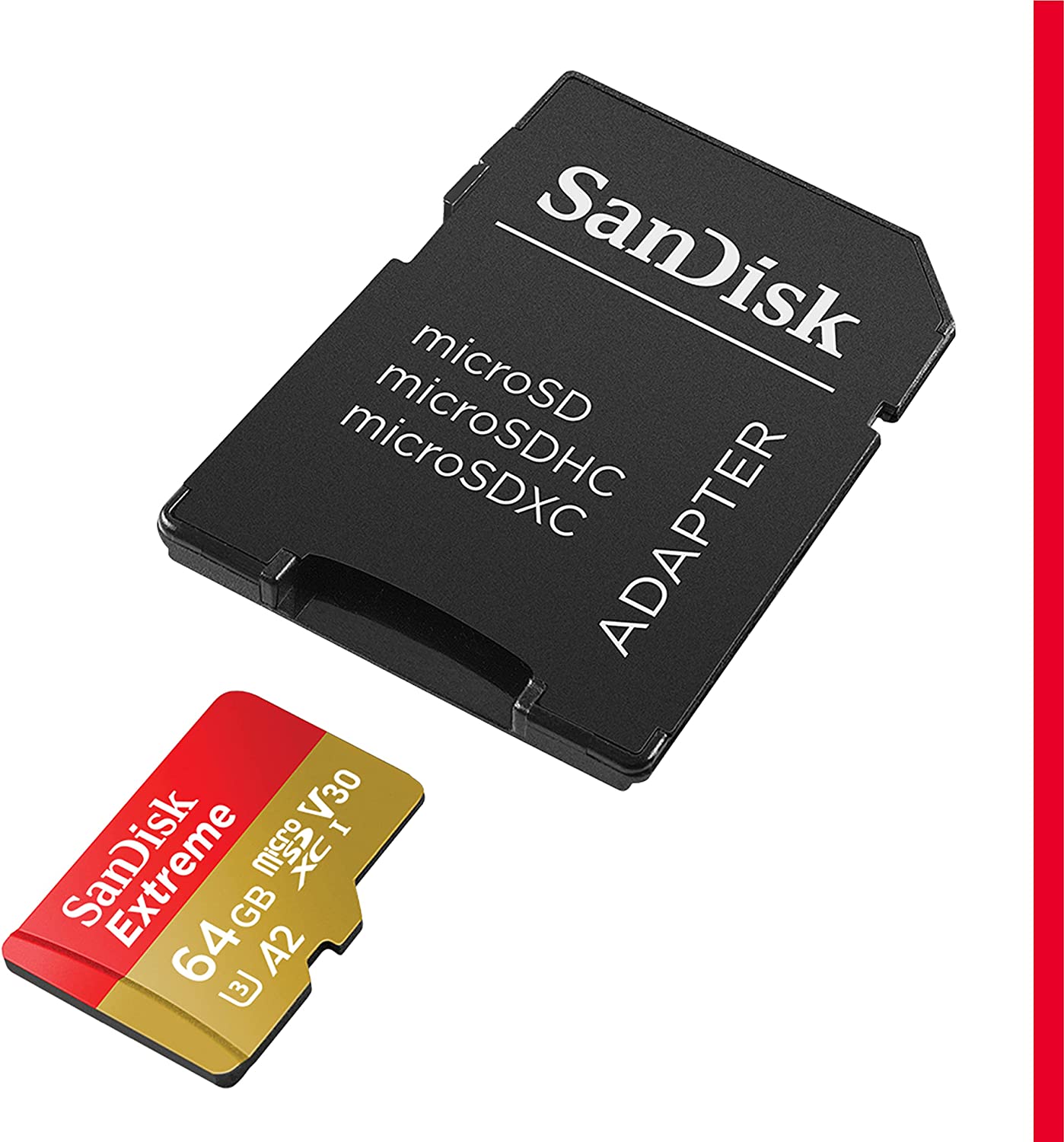 SANDISK SDSQXAH-064G-GN6MA, Extreme microSDXC 64GB + SD Adapter + 1year Rescue Pro Deluxe 170MB/s read 80MB/s write A2 C10 V30 UHS-I U3 - Image 3