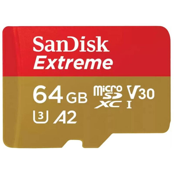 SANDISK SDSQXAH-064G-GN6MA, Extreme microSDXC 64GB + SD Adapter + 1year Rescue Pro Deluxe 170MB/s read 80MB/s write A2 C10 V30 UHS-I U3 - Image 2