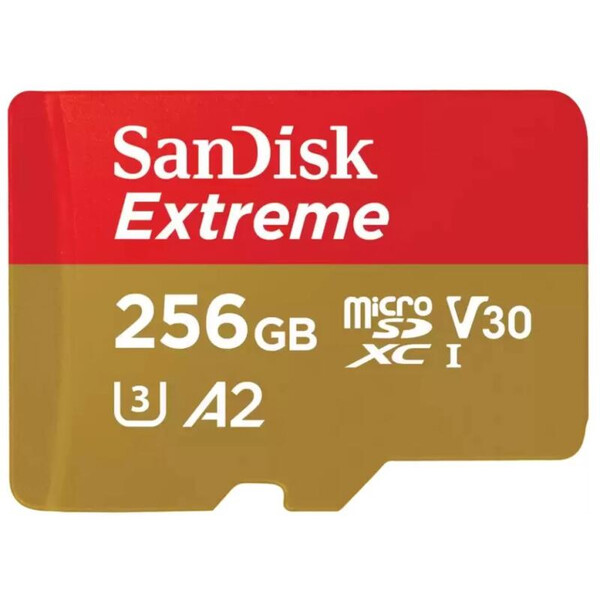 SANDISK SDSQXAV-256G-GN6MA, Extreme microSDXC 256GB + SD Adapter + 1year Rescue Pro Deluxe 190MB/s read 130MB/s write A2 C10 V30 UHS-I U3 - Image 2