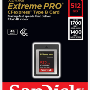 SANDISK Extreme Pro 512GB CFexpress Card SDCFE 1700MB/s R 1400MB/s W 4x6