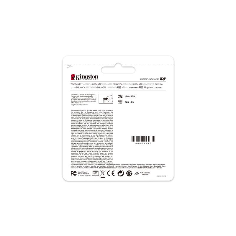 KINGSTON 32GB MICROSDHC CANVAS SELECT PLUS 100R SINGLE PACK W/O ADAPTER