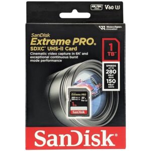 SANDISK SDSDXEP-1T00-GN4IN, Extreme PRO 1TB V60 UHS-II SD card 280/150MB/s V60 C10 UHS-II