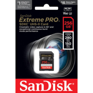 SANDISK SDSDXEP-256G-GN4IN, Extreme PRO 256GB V60 UHS-II SD card 280/150MB/s V60 C10 UHS-II