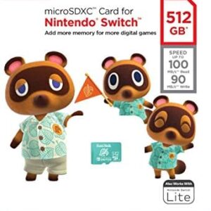 SANDISK SDSQXAO-512G-GNCZN, Nintendo microSDXC card for Nintendo Switch 512GB up to 100MB/s Read 60MB/s Write U3 C10 A1 UHS-1