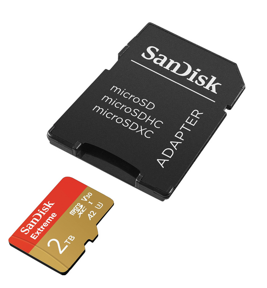 SANDISK SDSQXAV-2T00-GN6MA, Extreme microSDXC UHS-I Card 2TB Up to 240MB/s read speed and 140MB/s write speed with Adaptor
