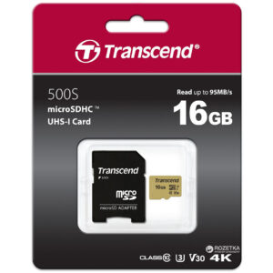 TRANSCEND TS16GUSD500S, MICROSDHC UHS-3/V30 16GB W/ADAPTER
