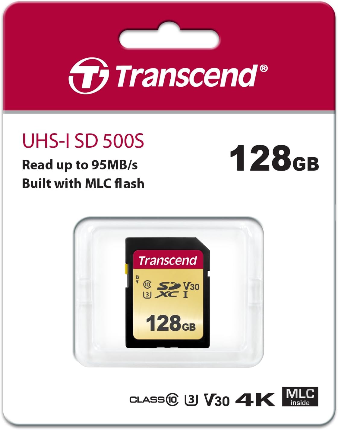TRANSCEND TS128GSDC500S, SDXC UHS-3/V30 128GB MLC