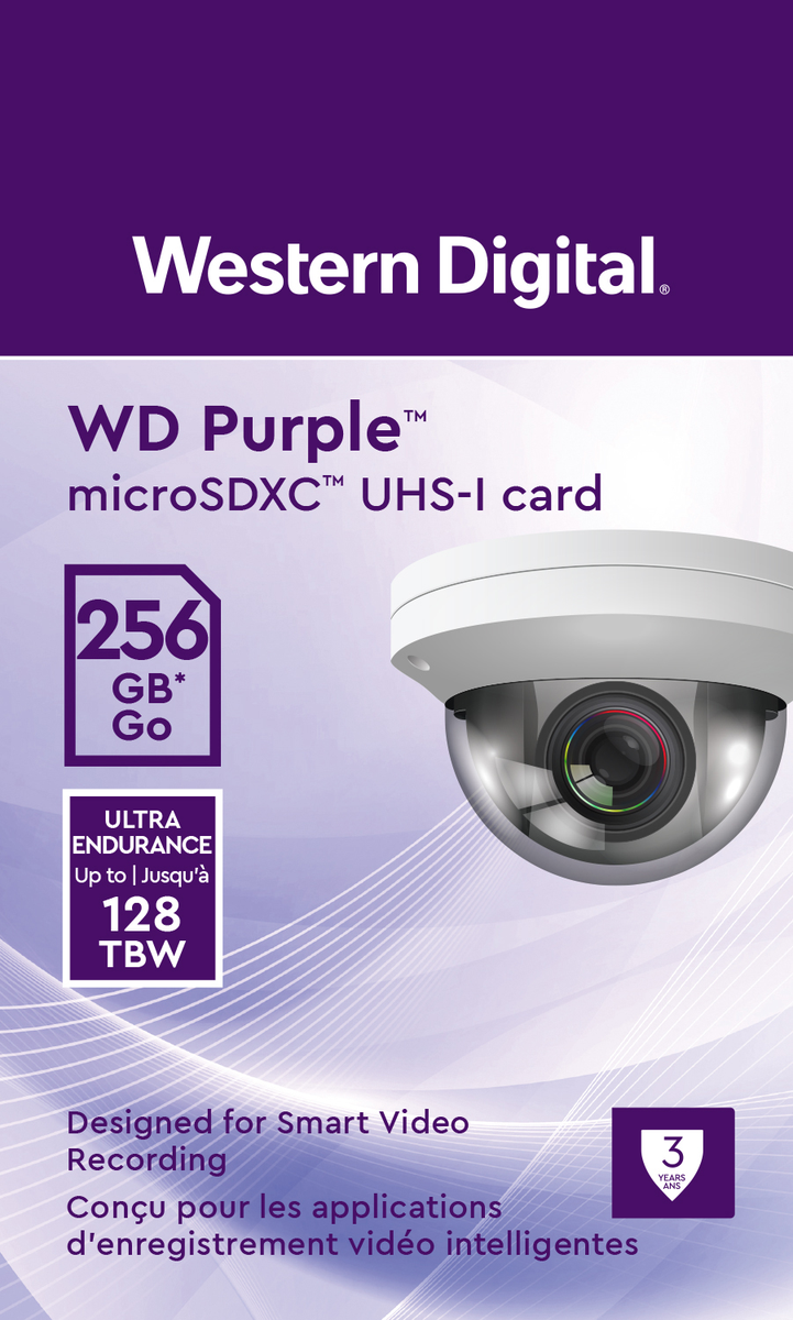 WD WDD256G1P0C, Purple 256GB Surveillance microSD XC Class - 10 UHS 1