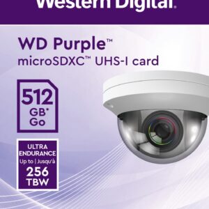 WD WDD512G1P0C, Purple 512GB Surveillance microSD XC Class - 10 UHS 1