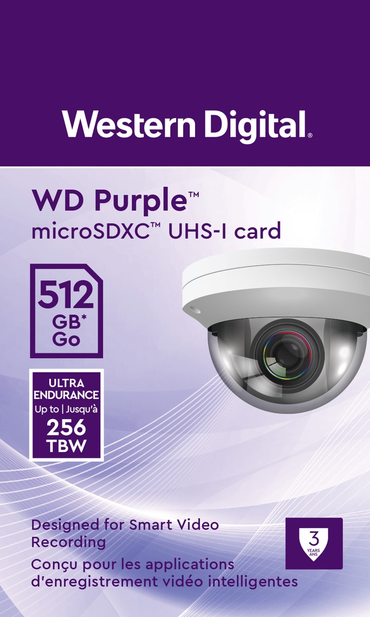 WD WDD512G1P0C, Purple 512GB Surveillance microSD XC Class - 10 UHS 1