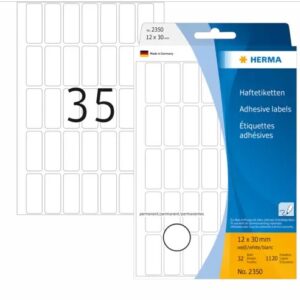 HERMA 2350, A4 Valkoinen Monikäyttöinen Tarra 12 x 30 mm, 1120 tarraa / 32 arkkia
